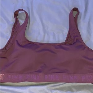 Pink scoop neck sports bra